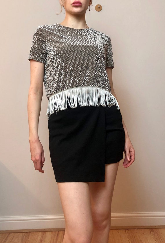 Velvet Fringe Top, Vintage Top, 80s Vintage Top, G