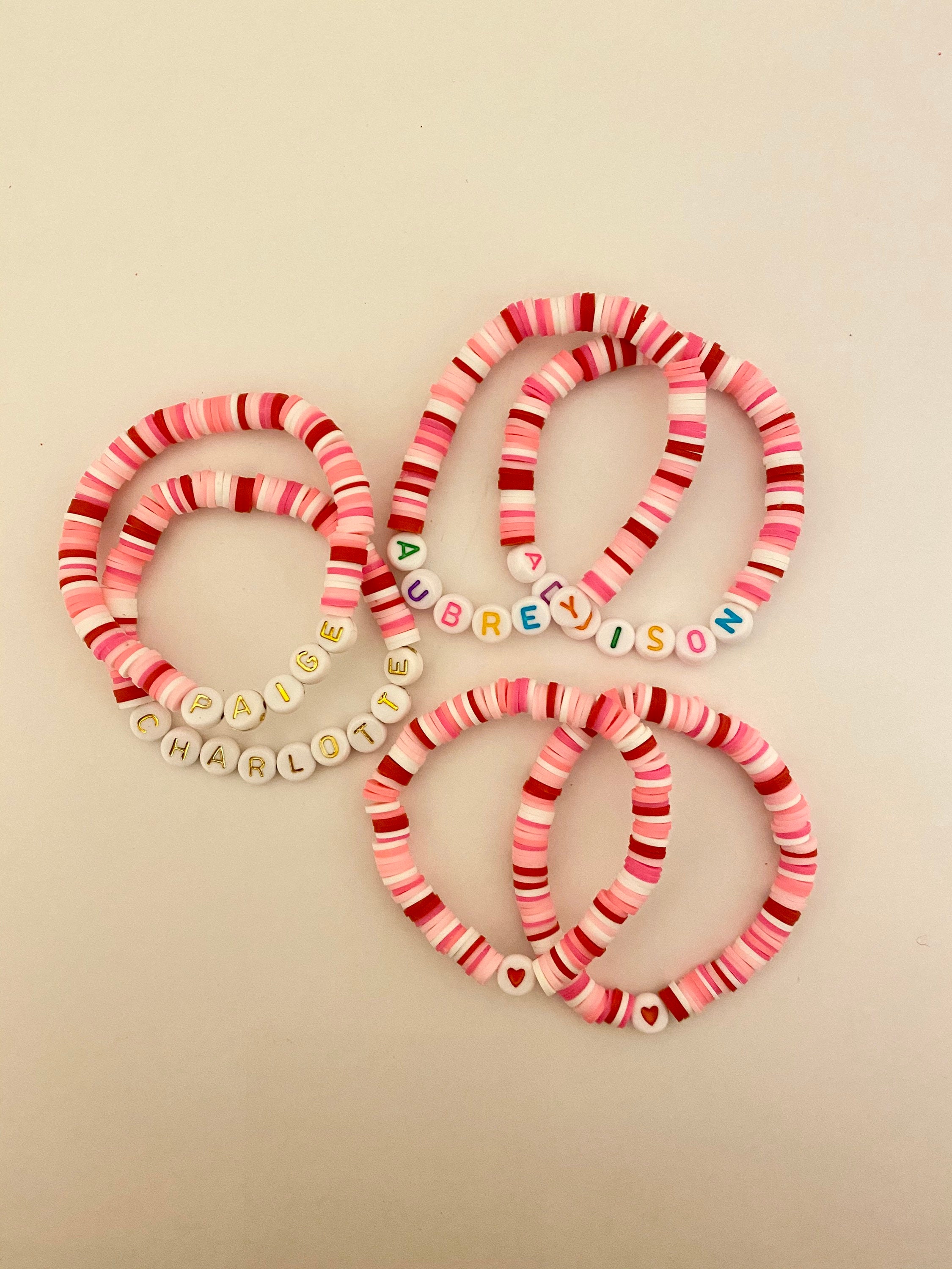 Valentines Heishi Bracelet Love Bracelet Polymer Clay Etsy