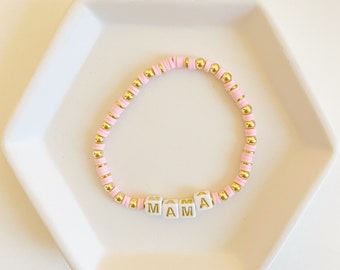 14k Gold Filled Bracelet | 4mm Gold Bracelet | Heishi Bracelet | Custom Name Bracelet | Name Bracelet | Polymer Clay Bracelet | Custom Name