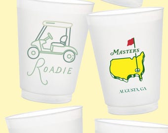 Masters Golf Tournament Frosted Cups | Preppy Golf Party Drinkware (Set of 8)