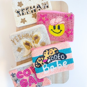Beaded Wallet | Coin Purse | Beaded Pouch | Bead Coin Pouch | Yeehaw Coin Pouch | Howdy Coin Purse | Rodeo Wallet |Birthday Gift|Best Seller