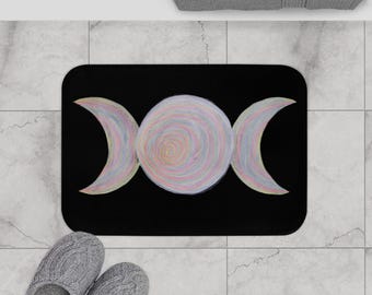 Mystical Moon Bath Mat: Boho Witchy Bathroom Decor