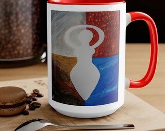 Corners Goddess image Two-Tone Coffee Mugs, 15oz