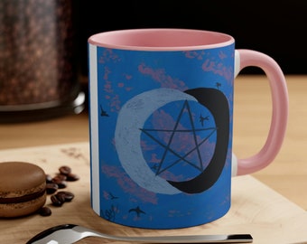 Soar "Yin Yang Triple Moon" pentacle design Coffee Mug, 11oz