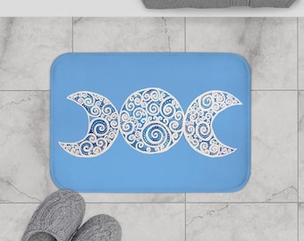 Moon Phase Bath Mat: Bohemian Memory Foam Bathroom Decor