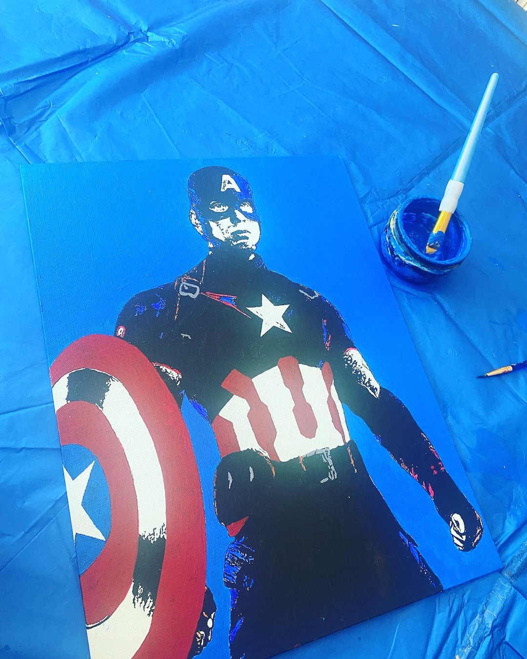 Captain America Art Print From Original Painting High - Etsy