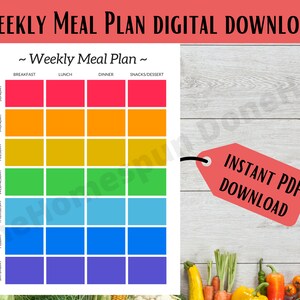 Weekly Meal Plan Digital Download - Meal Plan, Shopping Planner, Budget Saver, PDF Download