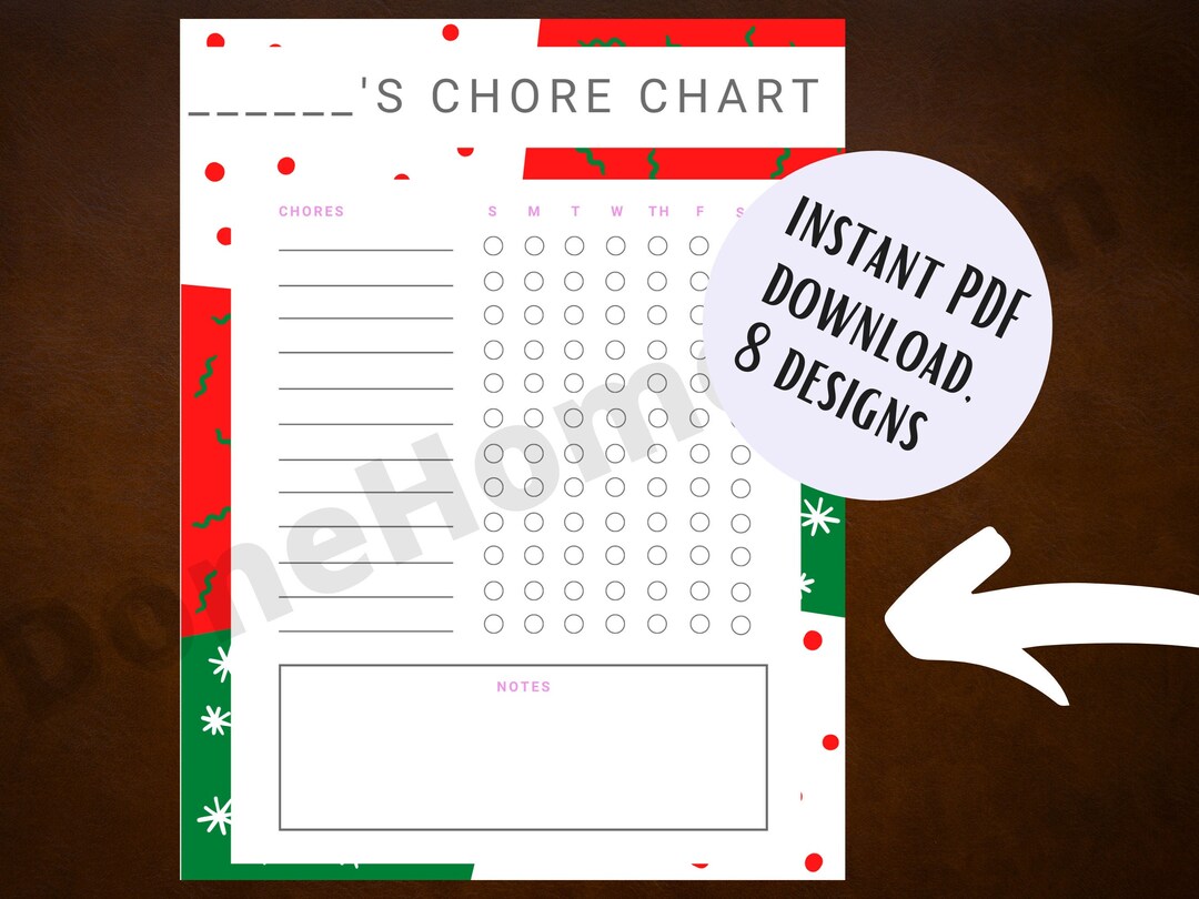 Chore Chart PDF Digital Download - Kids, Childs, Reward/chore/incentive ...