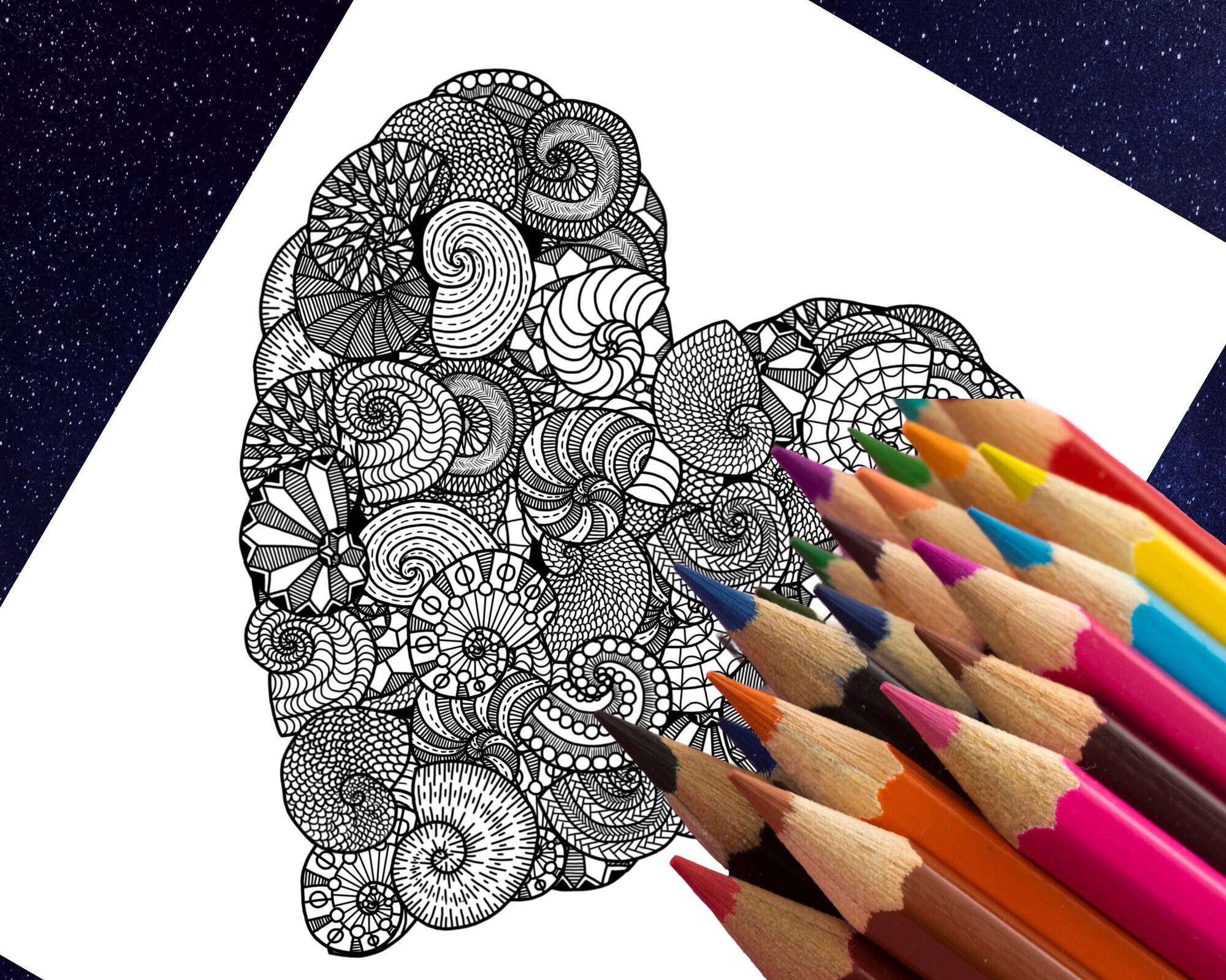 Intricate Doodle Colouring Page Instant Download Features a | Etsy