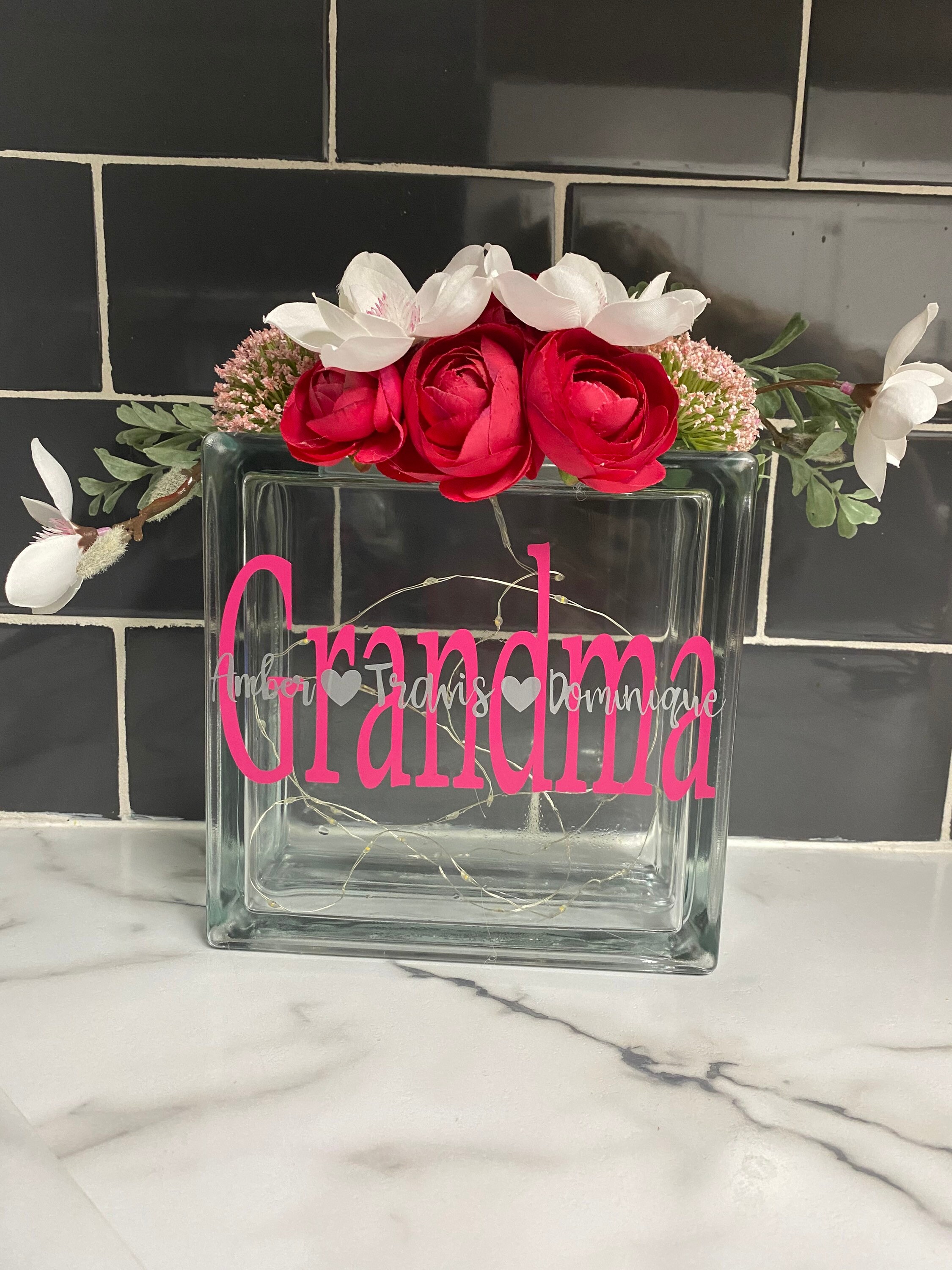 Personalized Glass Block Large Light Glass Block Mom Glass Etsy