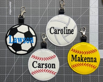 4 inch Faux leather Personalized baseball tags, personalized sports tags, softball tag, volleyball tag, soccer ball, basketball, football
