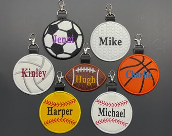 4 inch Faux leather Personalized baseball tags, sports, softball, volleyball, soccer, basketball, football, golf, swim, track