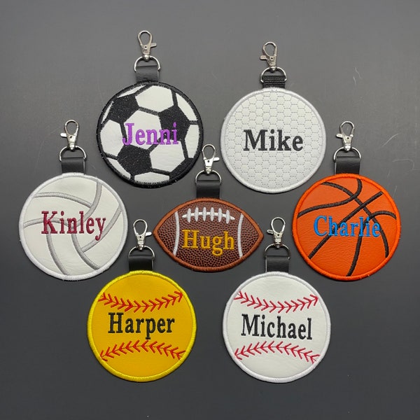 4 inch Faux leather Personalized baseball tags, sports, softball, volleyball, soccer, basketball, football, golf, swim, track