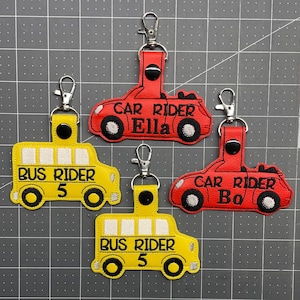 Back pack tags, car rider, bus rider book bag tags.