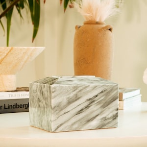 Contemporary Cloud Grey Marble Cremation Urn for Ashes (Full Size / Adult)