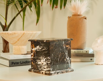Modern Golden Portoro Marble Cremation Urn for Ashes (Full Size / Large)