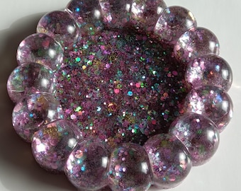 Pink Glitter Resin Coaster with Bubble Beads