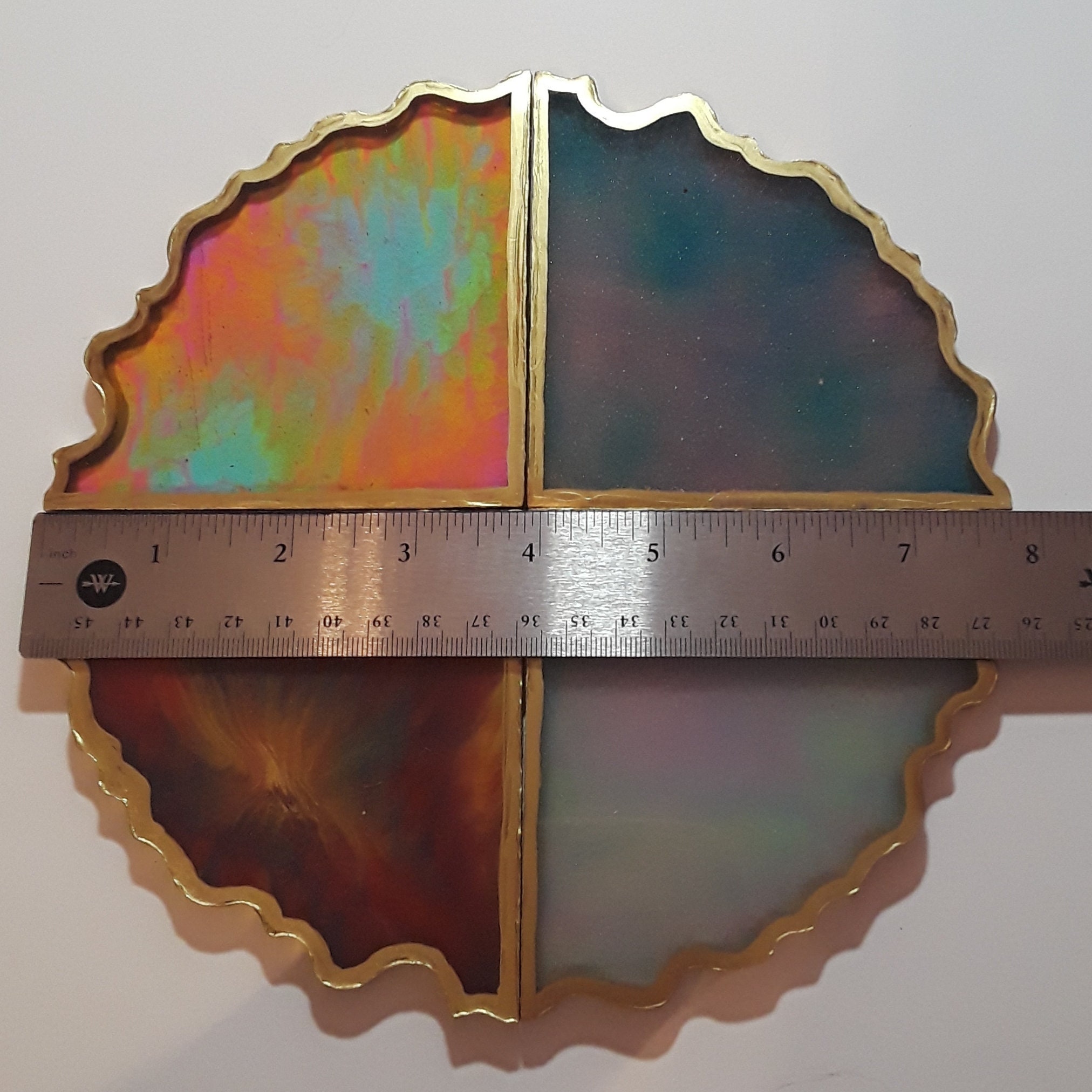 Resin Coasters Set of 4 Gold Trim Etsy