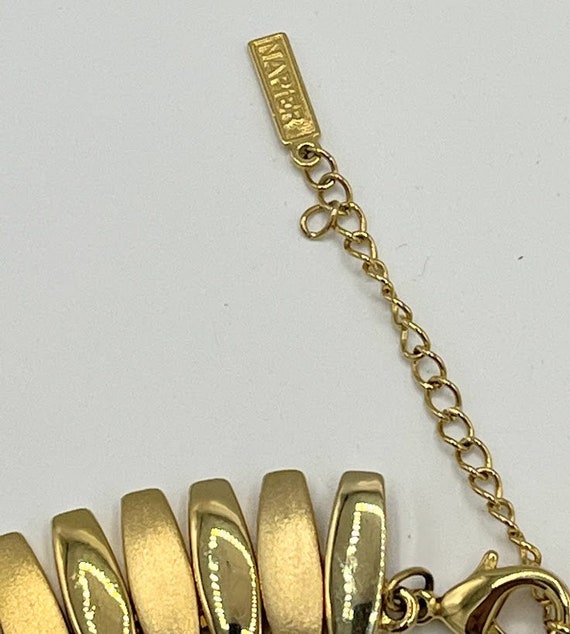 Vintage Napier Necklace Gold Tone Matt and Shiny … - image 4