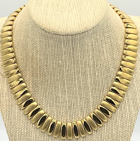 Vintage Napier Gold Tone Necklace: Matt & Shiny Finish, 16"