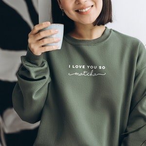 Bluza z okrągłym dekoltem Matcha // Kocham Matchę // Kocham Cię Latte // Prezent // Unisex // Miłośnicy Matchy // Miłośnicy kawy
