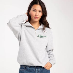 Sudadera con cremallera de un cuarto bordada personalizada: logotipo de la empresa, universidad