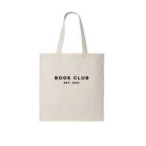 Personalized Cotton Tote Bag: Custom Embroidered Book Club Gift
