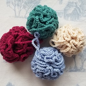 Shower Scrubby Puff Sponge, 100% Cotton, Plastic Free, Zero Waste, Handmade, Reusable, Gift, Economical, Sustainable Bath and Beauty, Loofah