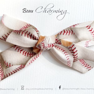 Take Me Out to the Ballgame | Pretty cotton bow with a baseball print | Nylon headband or hair clip