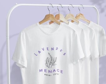Lavender Menace Graphic Tee, Subtle Sapphic Lesbian Pride T Shirt, Gender-Neutral, Vintage Shirt, LGBTQ, Minimalist Gay Feminist, Retro