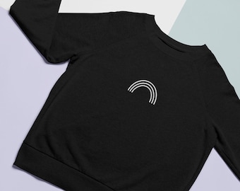 Embroidered Rainbow Crewneck, Queer Graphic Sweatshirt, LGBTQ, Minimalist Gay Pride Jumper, Lesbian, Bisexual, Pansexual, Trans, Non binary