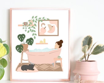 Bath Digital Art Print / Bathroom Artwork / Washroom Artwork / Bathtub Art Print