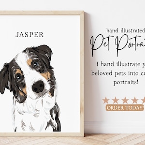 Retrato de mascota personalizado: retratos de mascotas personalizados, ilustraciones de mascotas personalizadas, retratos de perros personalizados, retratos de perros, retratos de gatos, arte conmemorativo personalizado