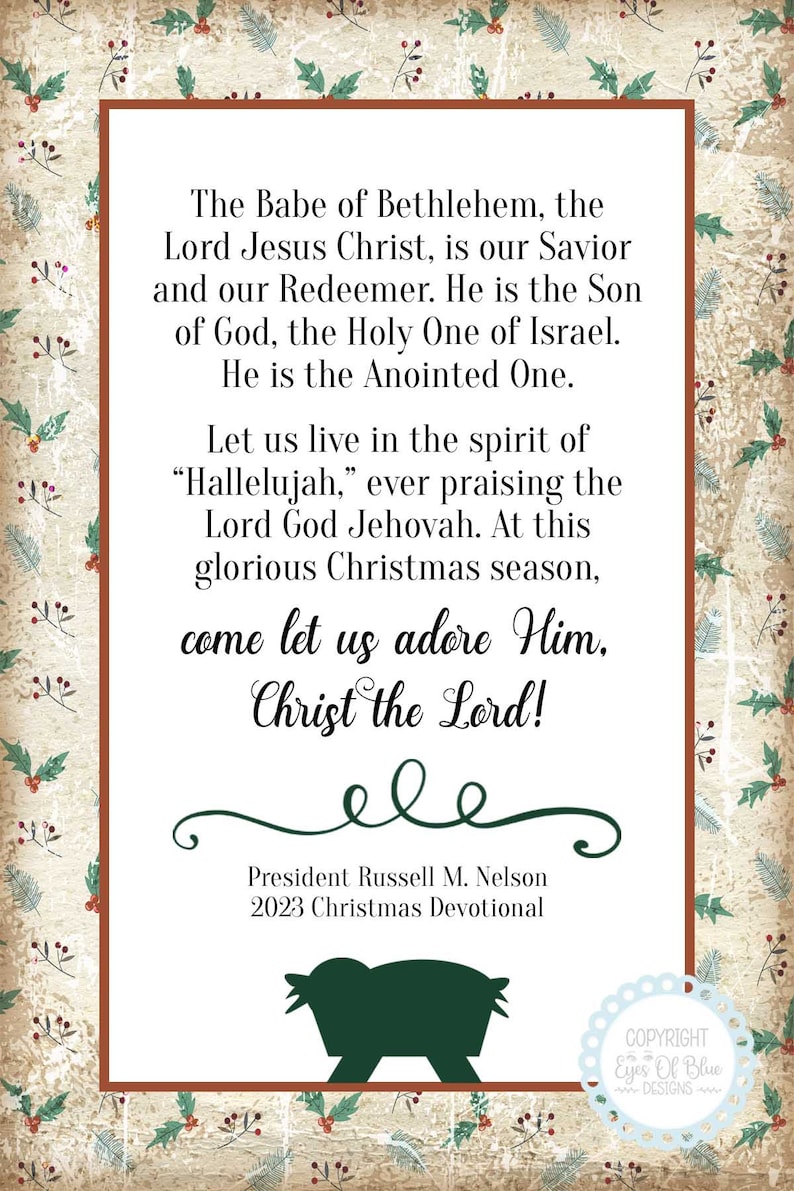 Come Let Us Adore Him 2023 LDS Christmas Devotional Quote Ministering