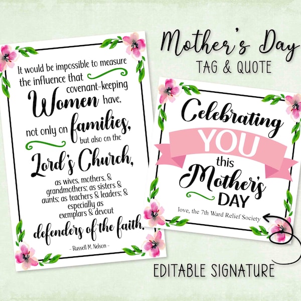 Covenant-keeping Women Mother's Day Ministering or Lesson Set | Russell M Nelson Quote | LDS Mother's Day | Mother's Day Ward Gift