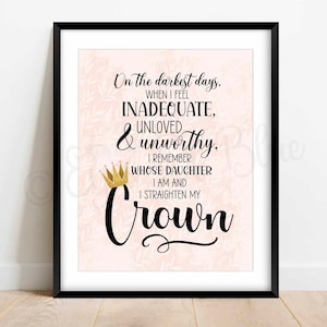 Straighten My Crown | Christian Printable | LDS Printable | LDS Young Women Printable Daughter of God | Relief Society | LDS Girls Camp Tag