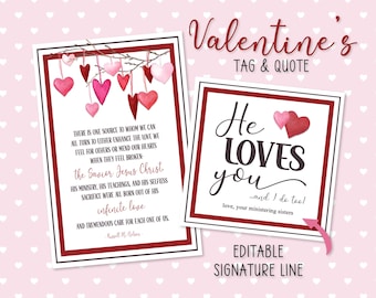 Regalo de San Valentín para ministrar: Amor infinito. Cita de Russell M. Nelson, firma editable (descarga digital).