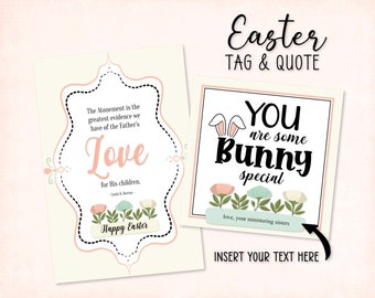 Easter Quote Tag Set: LDS Ministering Gift, Editable Signature (Digital Download)