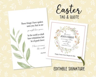 Easter Ministering Gift Tag Set: Russell M. Nelson Quote, Editable Signature (Digital Download)