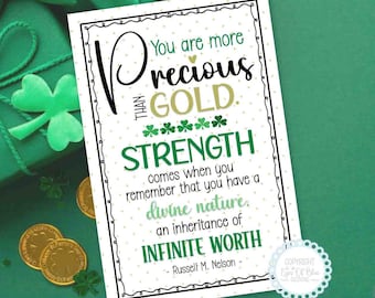 LDS St. Patrick's Day Ministering Card: "Of Infinite Worth" Quote (Digital Printable)