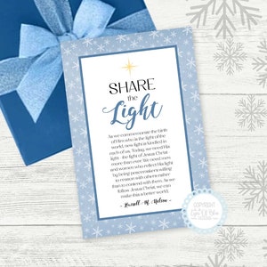 Compartir la Luz / Navidad SUD Digital Imprimible / Cita de Navidad SUD / Tarjeta de Ministración / Regalo de Navidad del Barrio SUD / Tarjeta de la Sociedad de Socorro