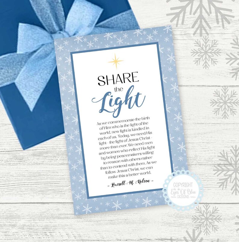 Teile das Licht LDS Weihnachten Printable LDS Weihnachtszitat Servierende Karte LDS Ward ...