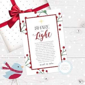 Compartir la Luz / Navidad SUD Imprimible / Cita de Navidad / Tarjeta de Ministración / Regalo de Navidad del Barrio SUD / Navidad de la Sociedad de Socorro