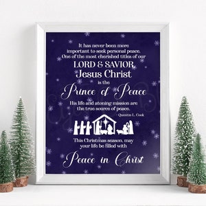 Pace in Cristo / Natale stampabile / Citazione di Ronald A. Rasband / Cartolina di Natale / Natale della Chiesa / Volantino di Natale del rione della Chiesa