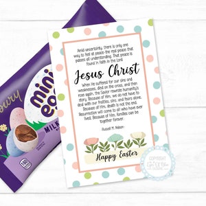 Because of Him | LDS Easter Printable | Easter Ministering Card | LDS Ward Easter Gift |  Relief Society Easter | LDS Easter Lesson Handout