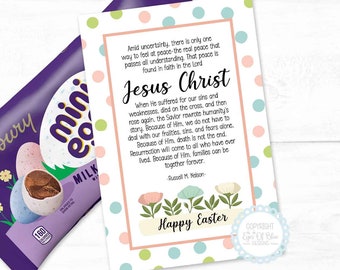 Because of Him | LDS Easter Printable | Easter Ministering Card | LDS Ward Easter Gift |  Relief Society Easter | LDS Easter Lesson Handout