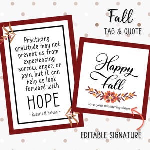 Avanti con speranza / Ministero digitale o set di lezioni / Citazione sulla gratitudine / LDS Ministering Relief Society / Opuscolo sul ministero autunnale