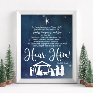 Ascoltalo / Natale stampabile / Citazione di Russell M. Nelson / Cartolina di Natale / Regalo di Natale del rione LDS / Ascoltalo Dispensa della Società di Soccorso