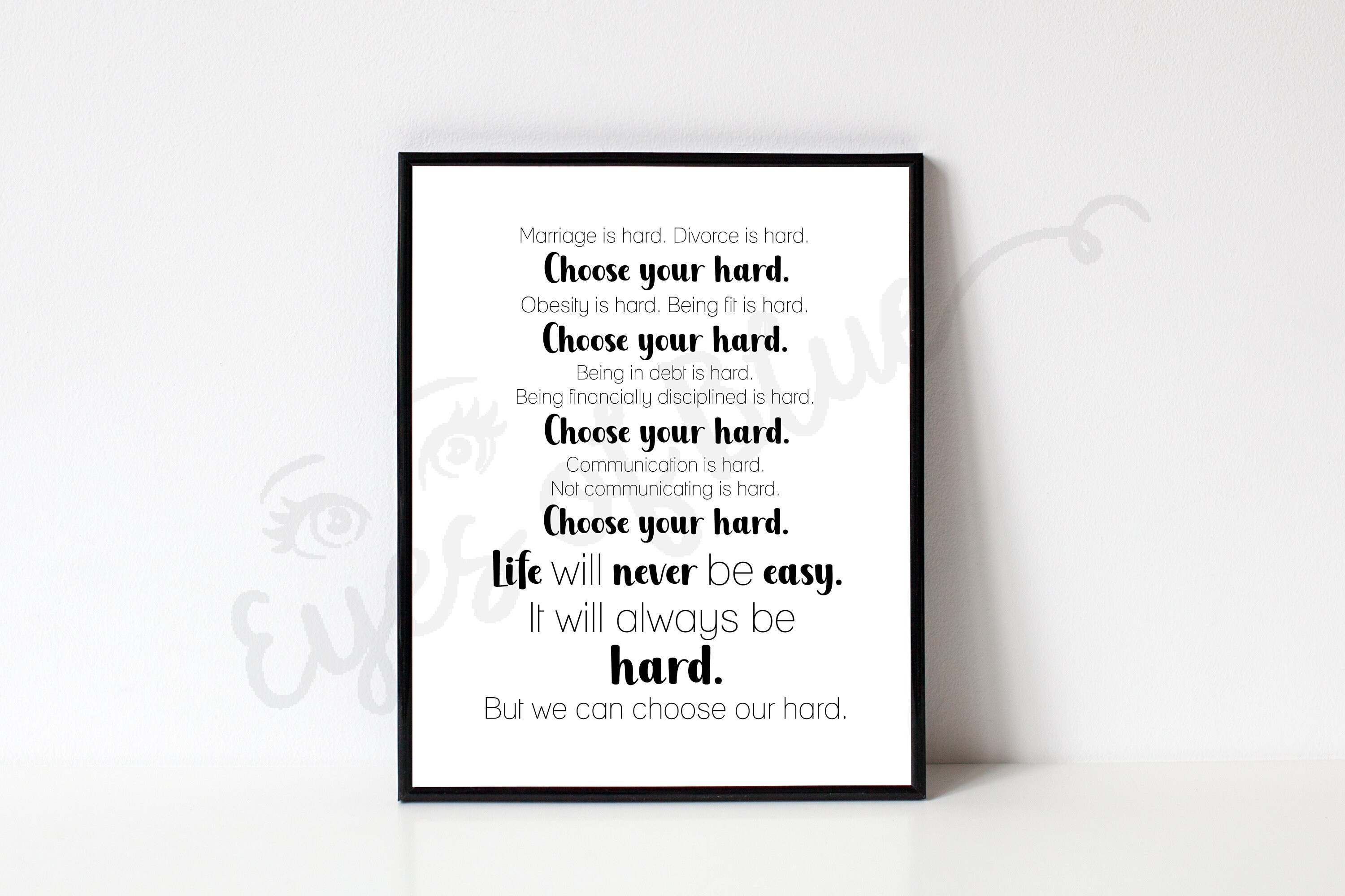 Choose Your Hard Inspirational Printable Motivational Etsy Choose Your Hard Inspirational Printable Motivational Etsy