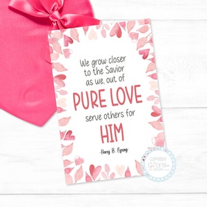 Amor puro / Día de San Valentín SUD imprimible / Cita de San Valentín / Tarjeta de ministerio / Regalo de San Valentín del Barrio SUD / Sociedad de Socorro de San Valentín